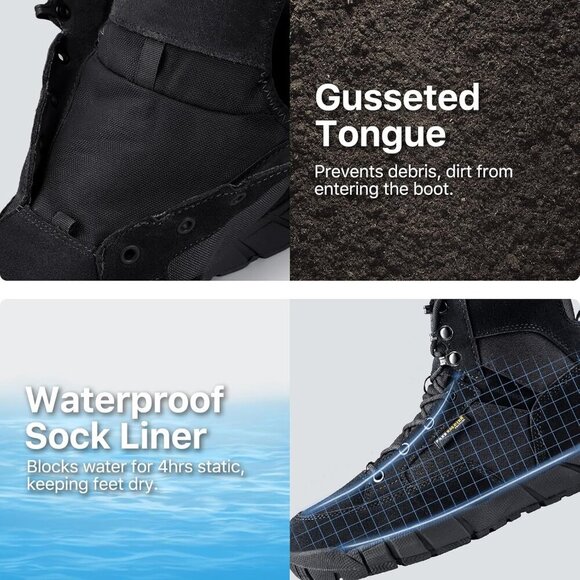 〽️Men\'s Black Free Soldier Durable Waterproof Lightweight Tactical Work Boots main image 9